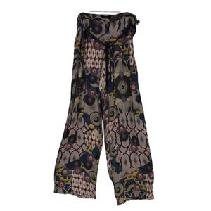 Desigual Women's Size 44 Wide Leg Palazzo Pants Geometric Print Belted Boho